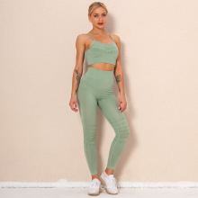 Mulheres Mulheres Reciclações de tecido Exercício Sportswear Legging Crop Top Butt Lift Workout Yoga Fitness Clothing Set Sustainable Yoga Clothing